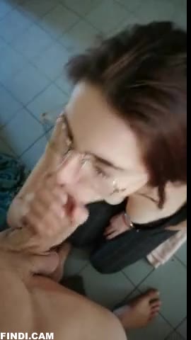 Slutty Girl With Glasses Gets Cum All Over Her Face