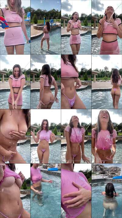 Christina Khalil Naked Pink Wet T Shirt Pool Video Leaked