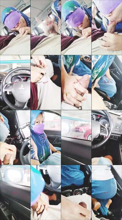 Jilbab biru nyep0ng di mobil