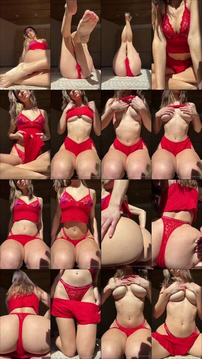Natalie Roush Red Lingerie Boob Slip Butthole Tease Video